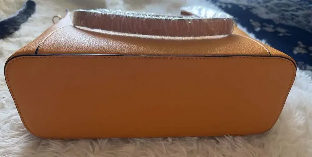 Yellow Faux Leather Tote Bag‎ with Turn-Lock Closure